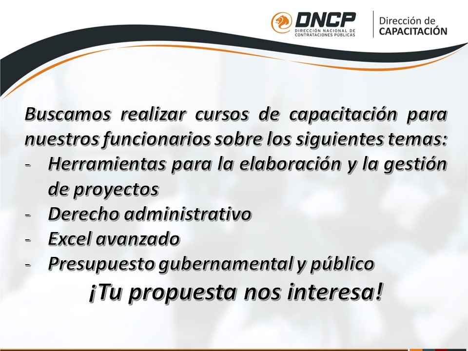 Imagen de la noticia: Convocatoria para contratación de servicios de capacitación para funcionarios de la DNCP